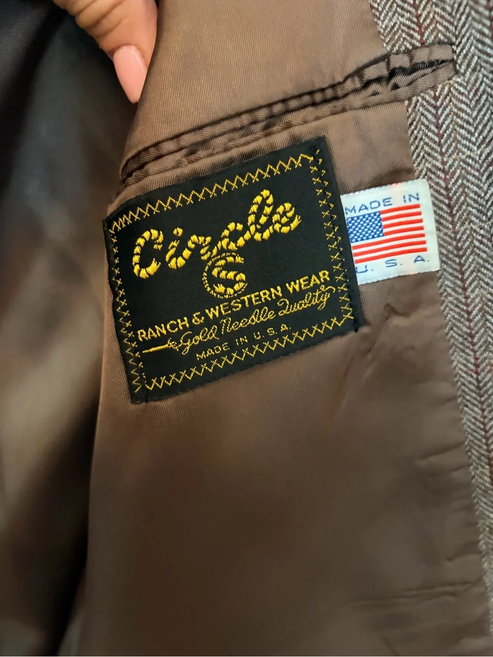 Circle G Brown Tweed Sport Coat with Leather Accents 100% Wool